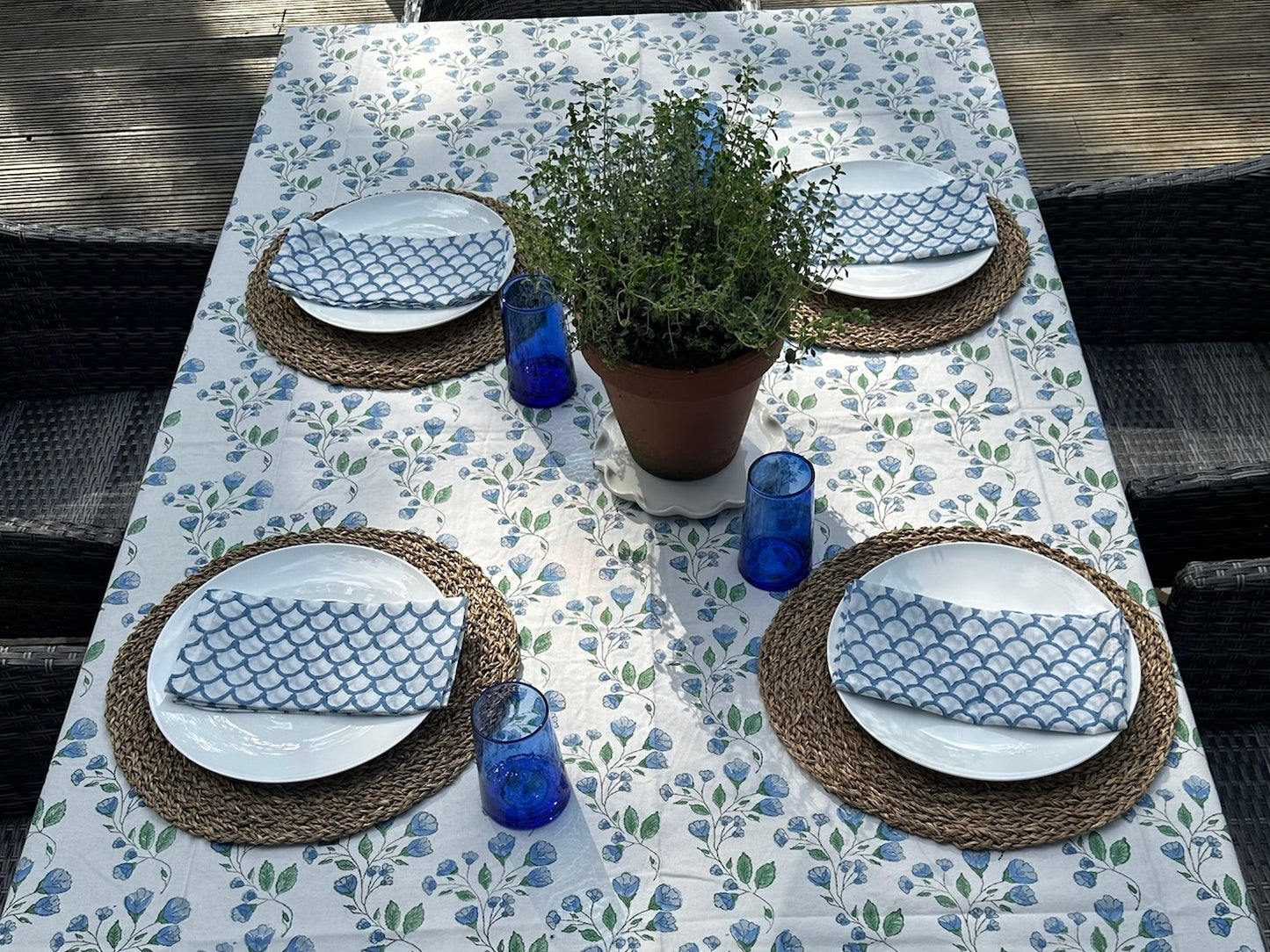 Blue Wildflower Tablecloth
