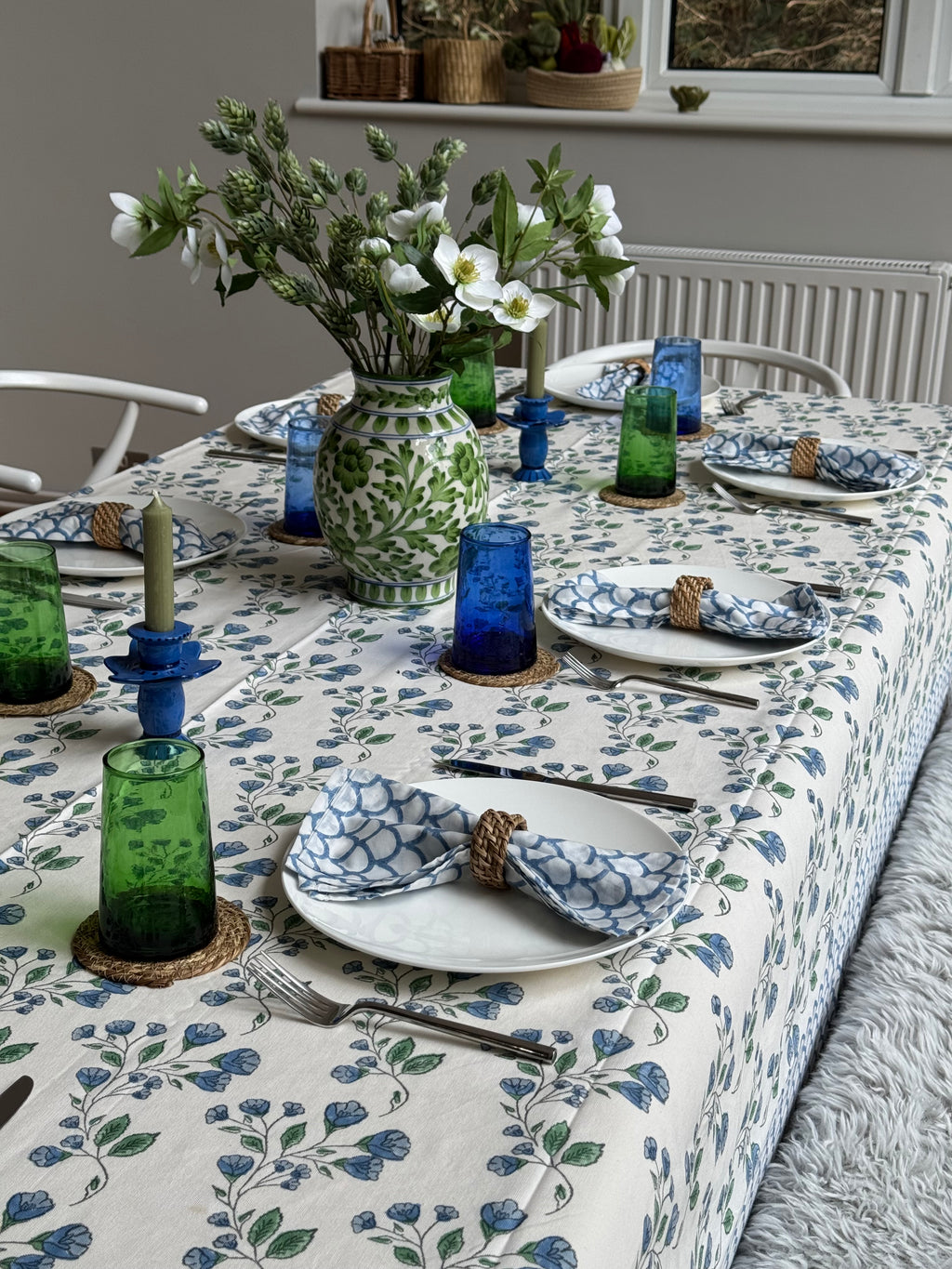 Blue Wildflower Tablecloth