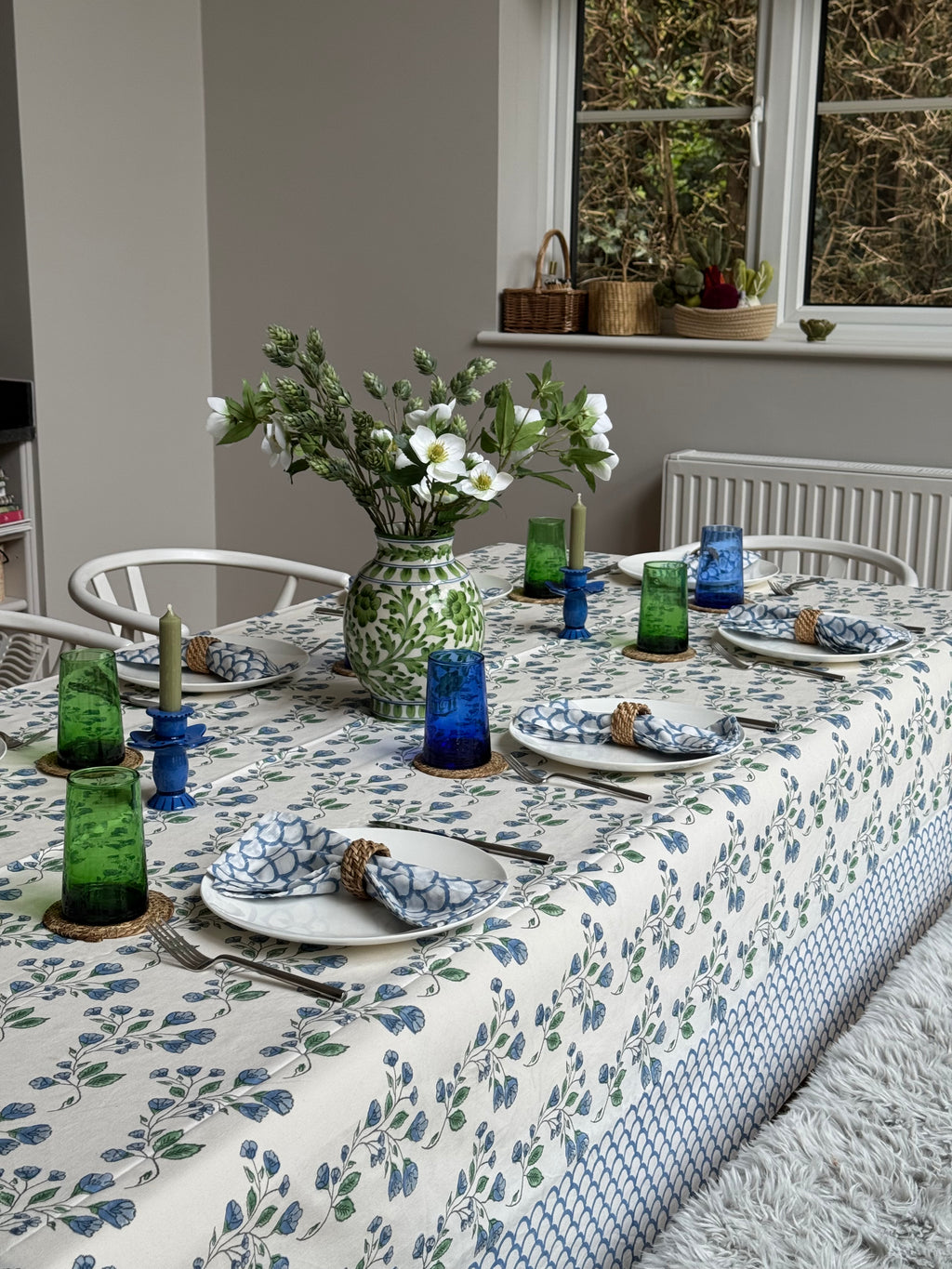 Blue Wildflower Tablecloth