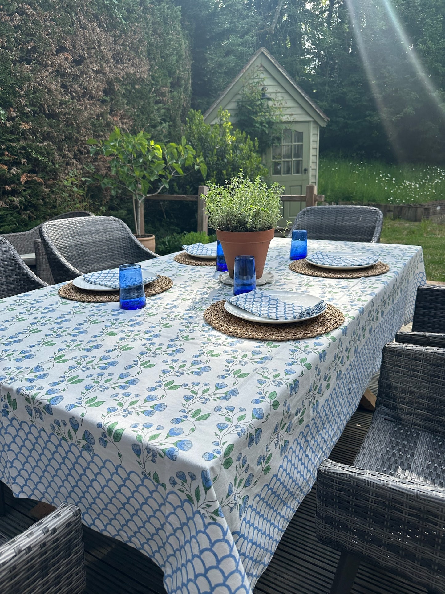 Blue Wildflower Tablecloth