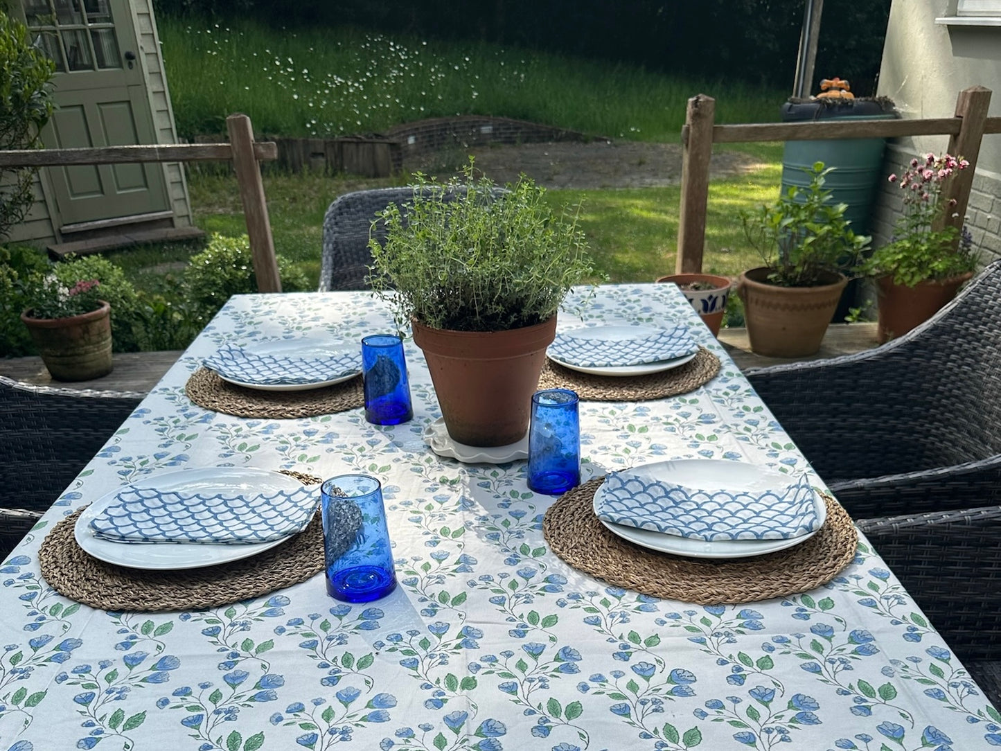 Blue Wildflower Tablecloth