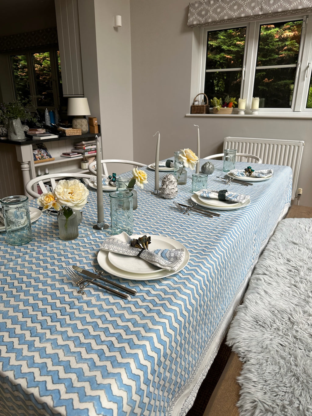 Light Blue Lahari Tablecloth