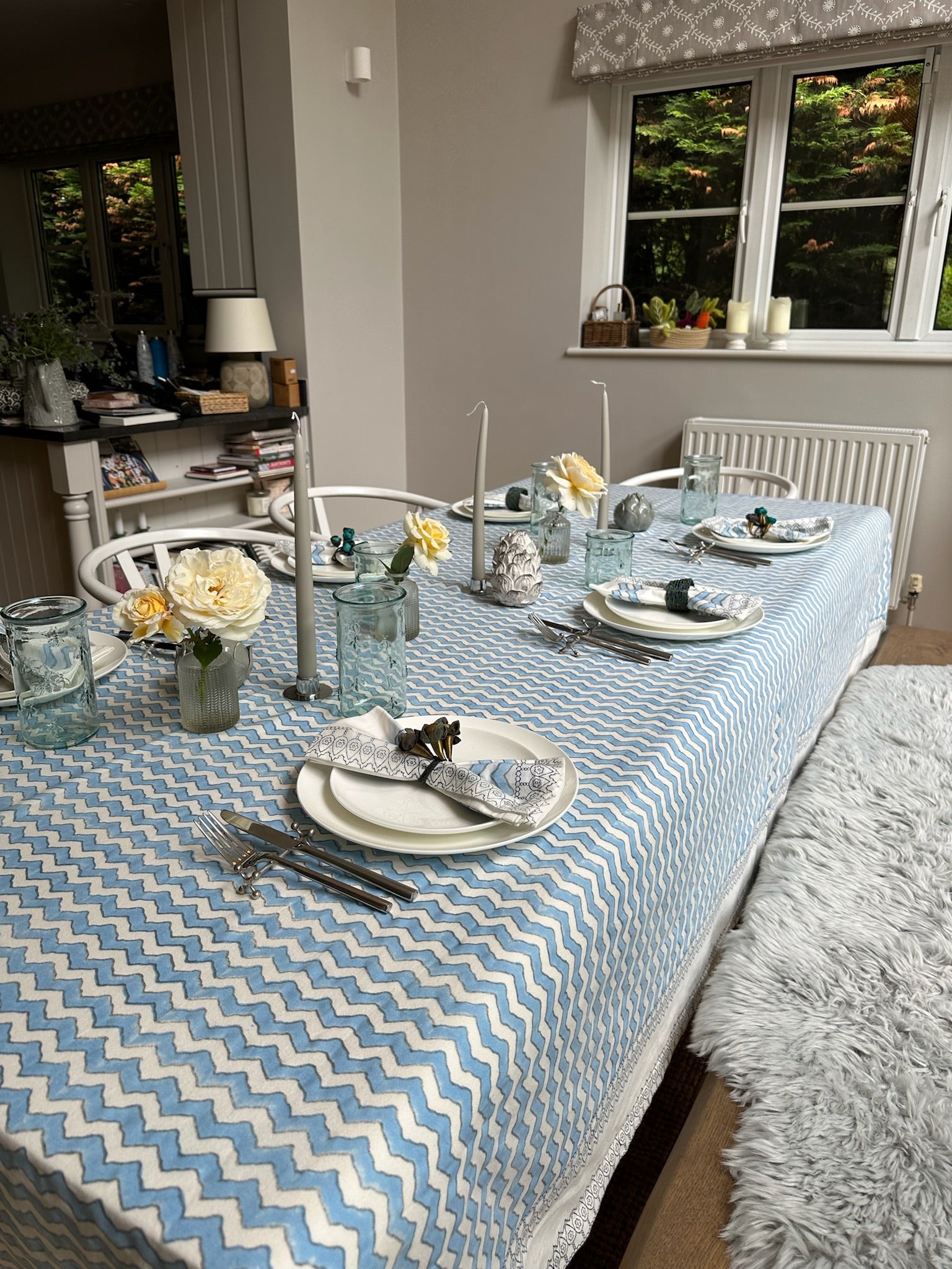 Light Blue Lahari Tablecloth