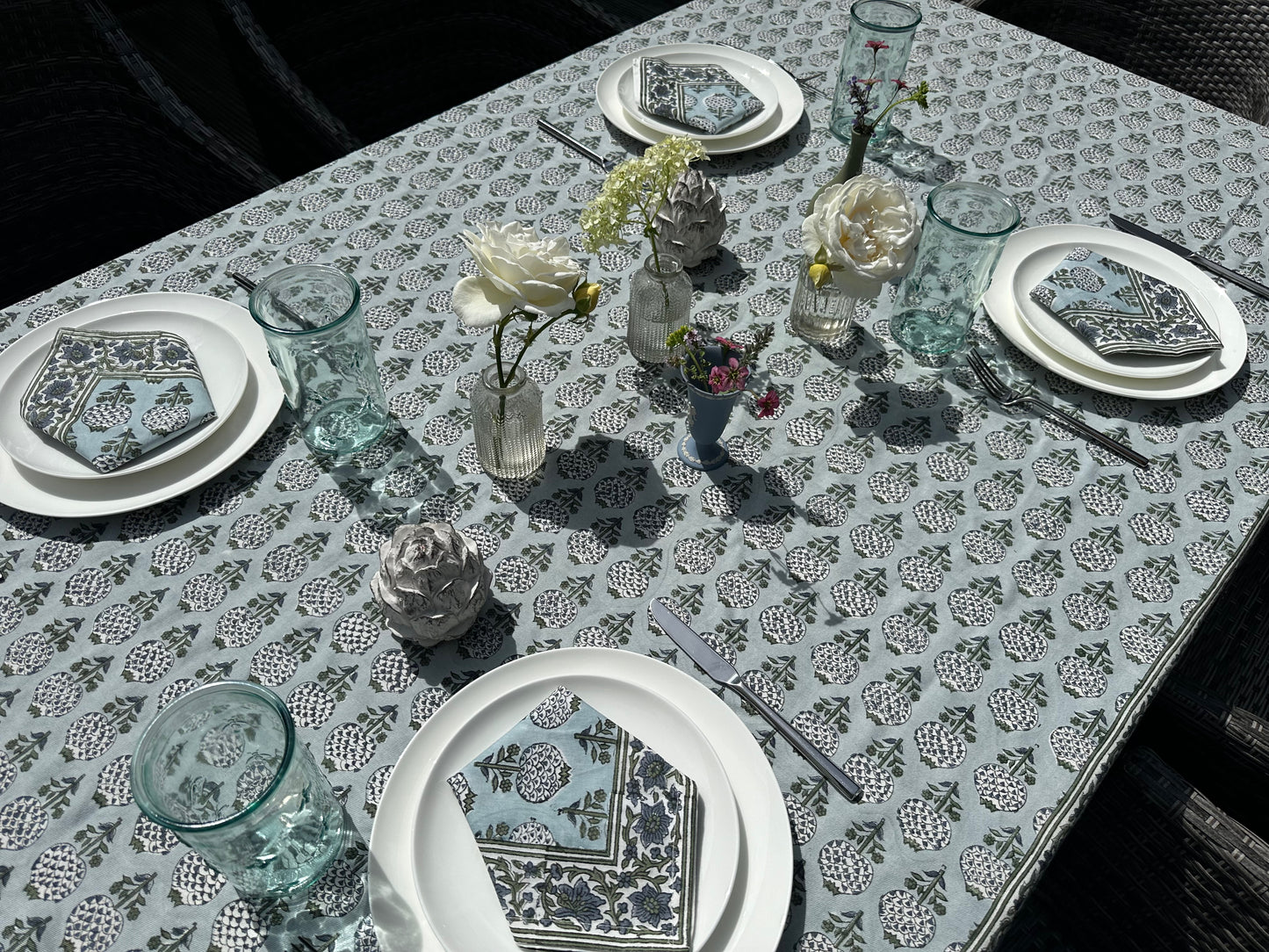 Light Blue Matki Tablecloth
