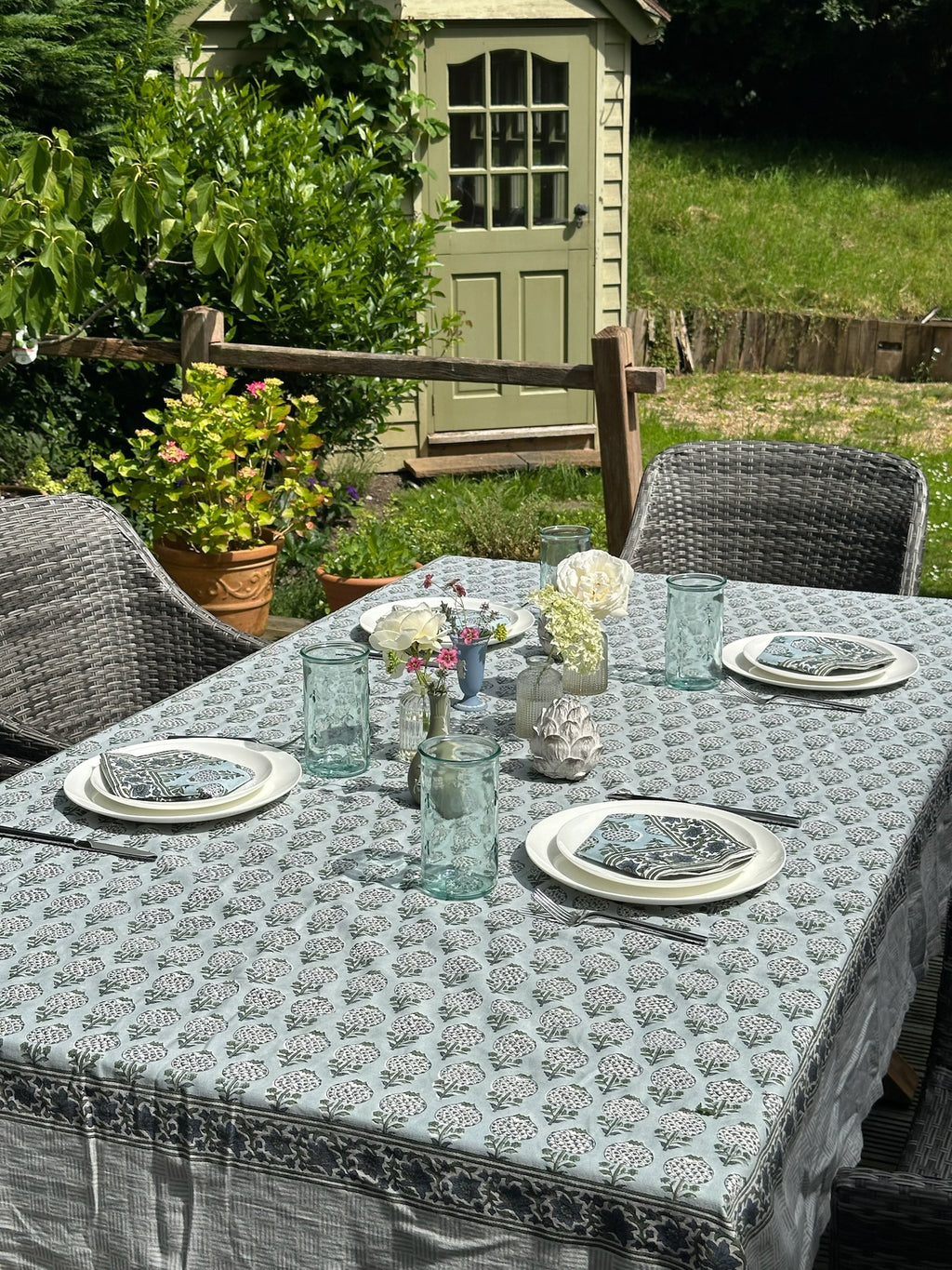 Light Blue Matki Tablecloth