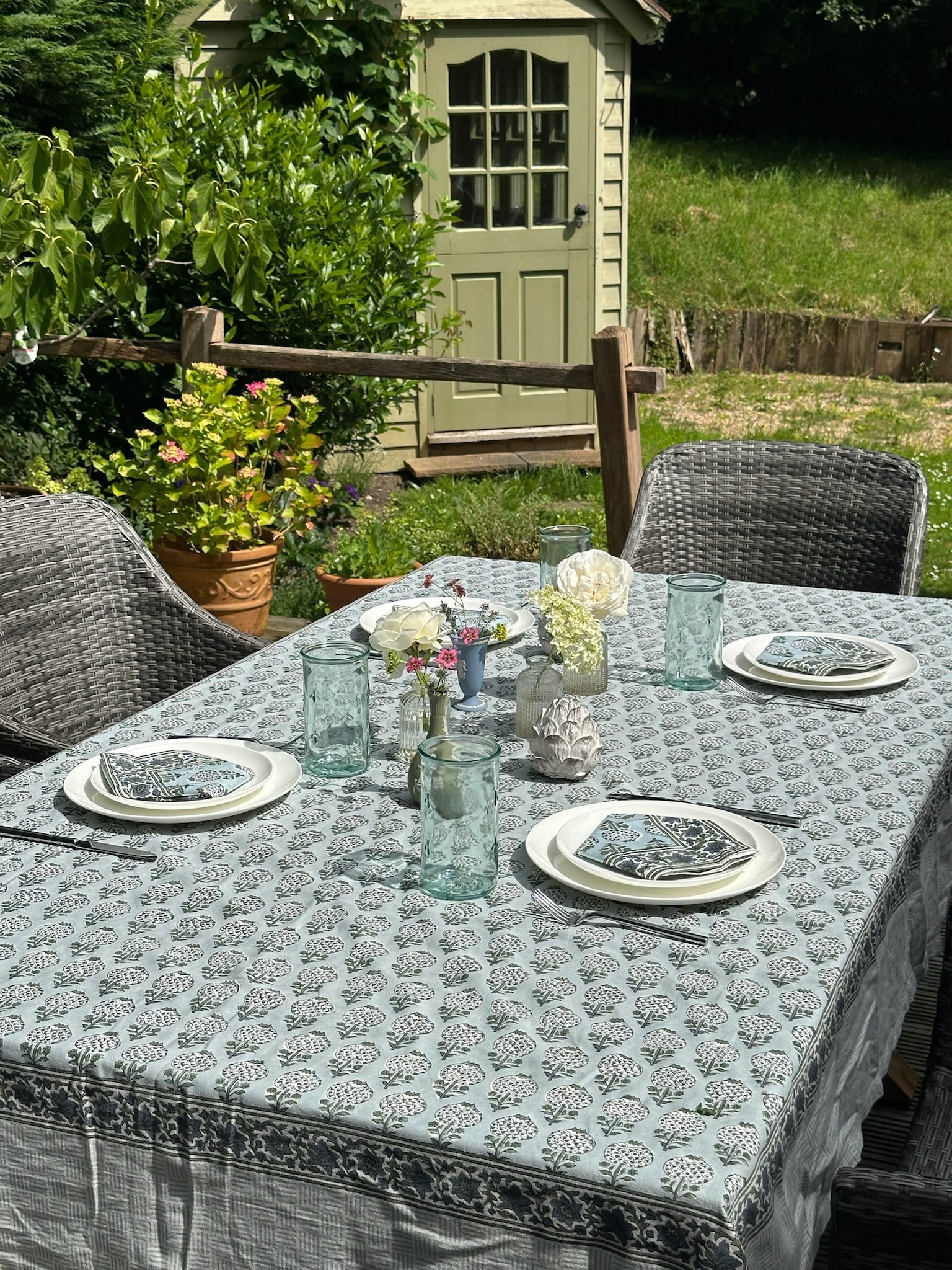 Light Blue Matki Tablecloth