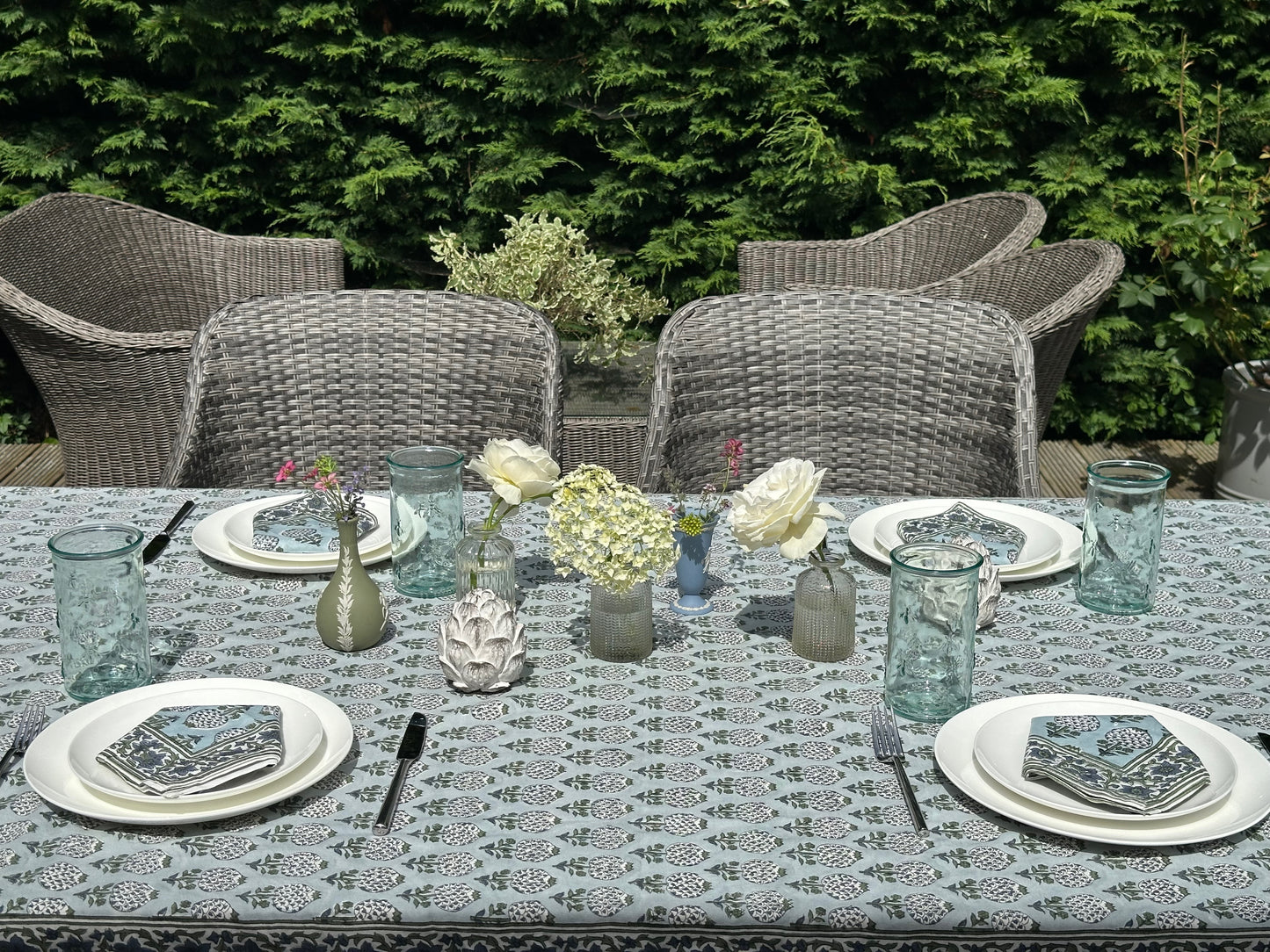 Light Blue Matki Tablecloth