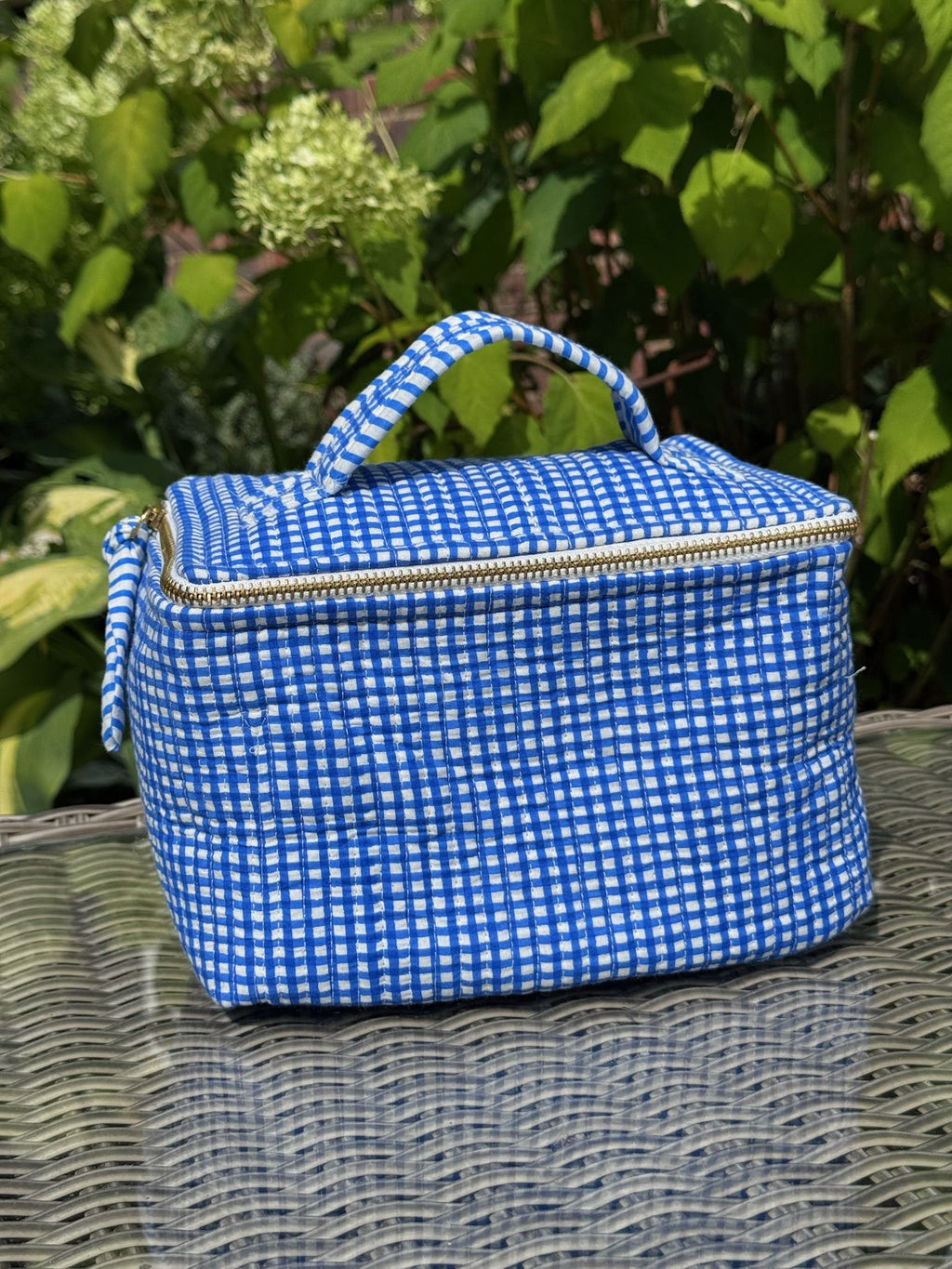Cosmetic Case – Blue Check