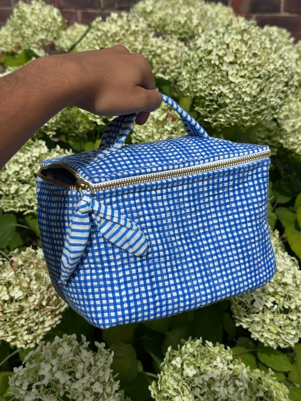 Cosmetic Case – Blue Check