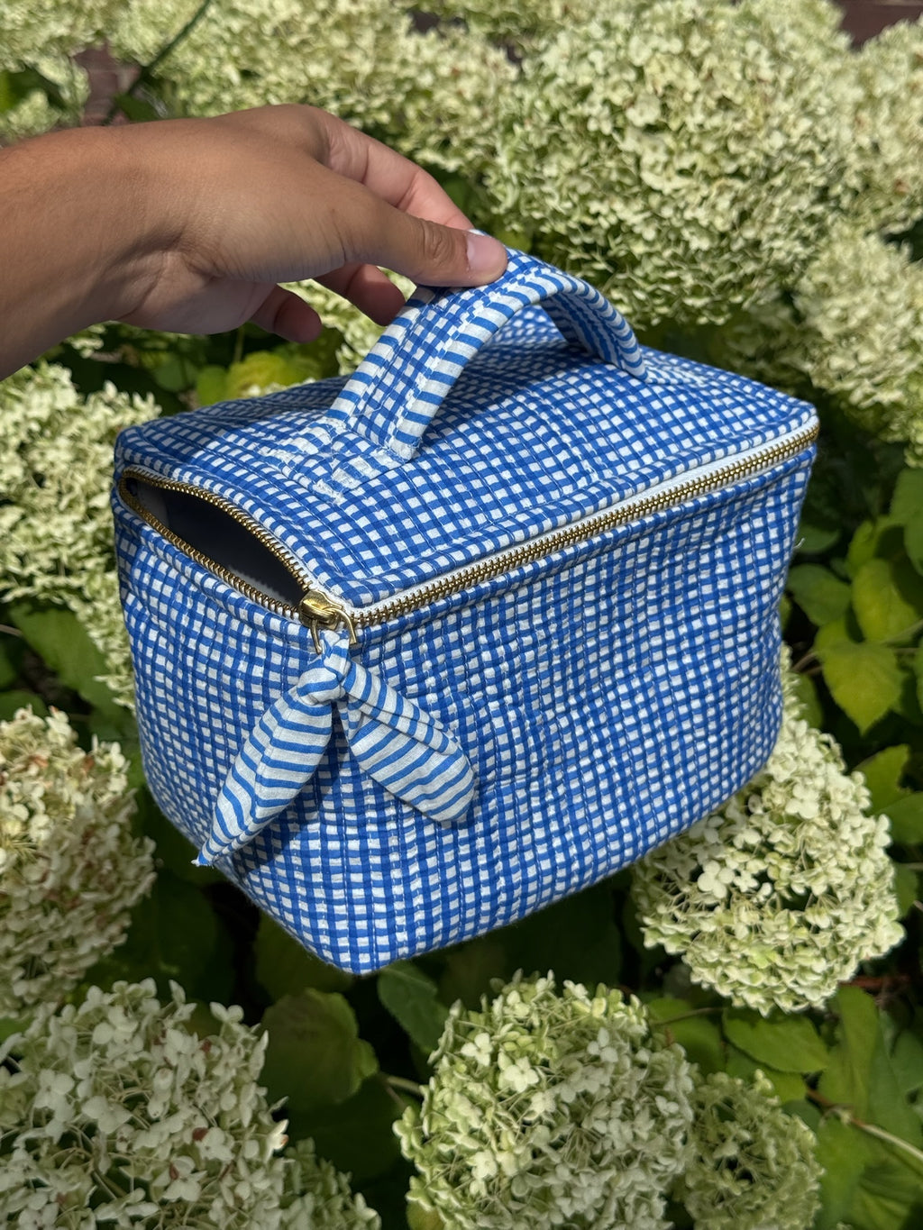 Cosmetic Case – Blue Check