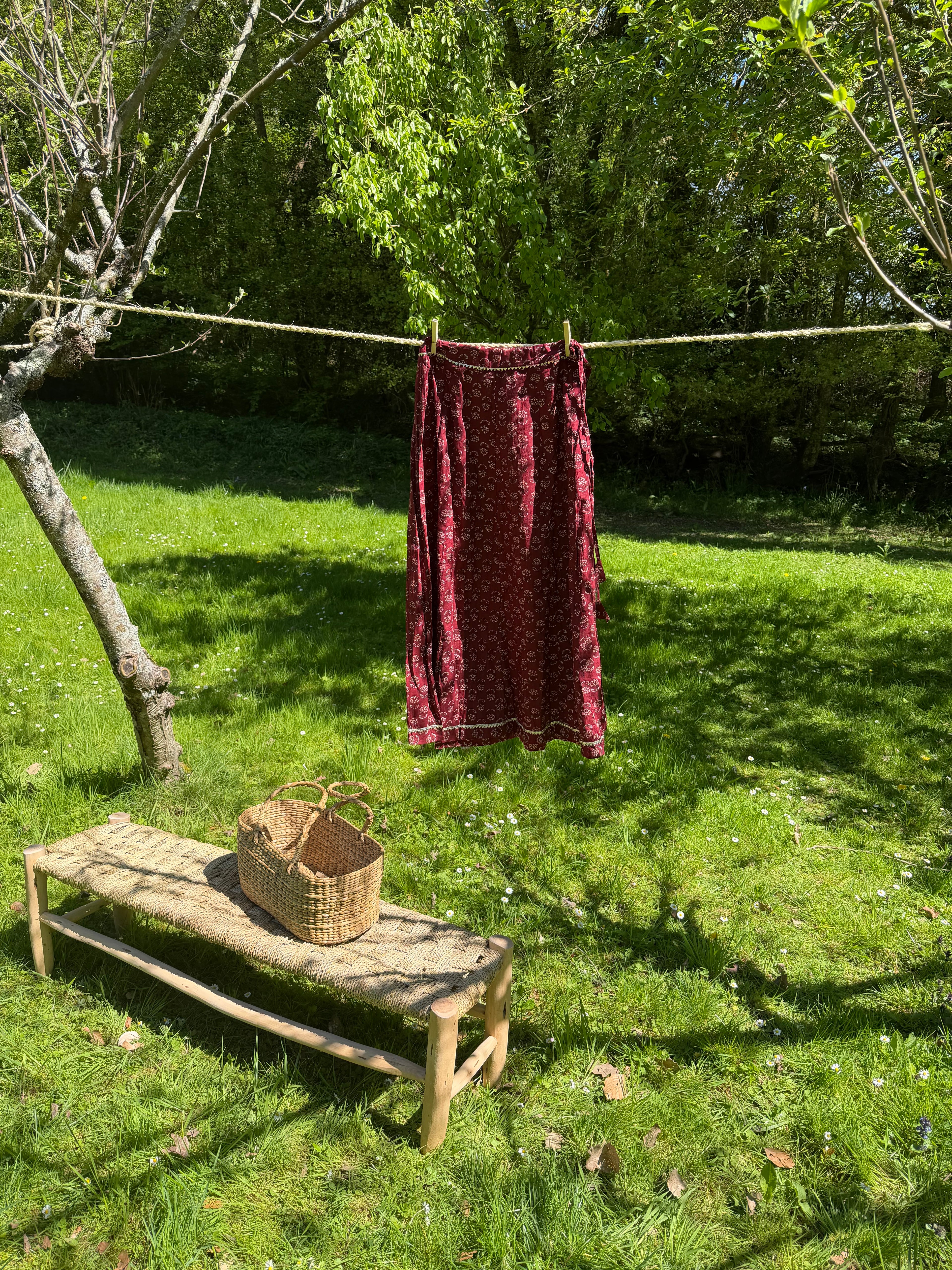 Maroon Daisy Long Skirt
