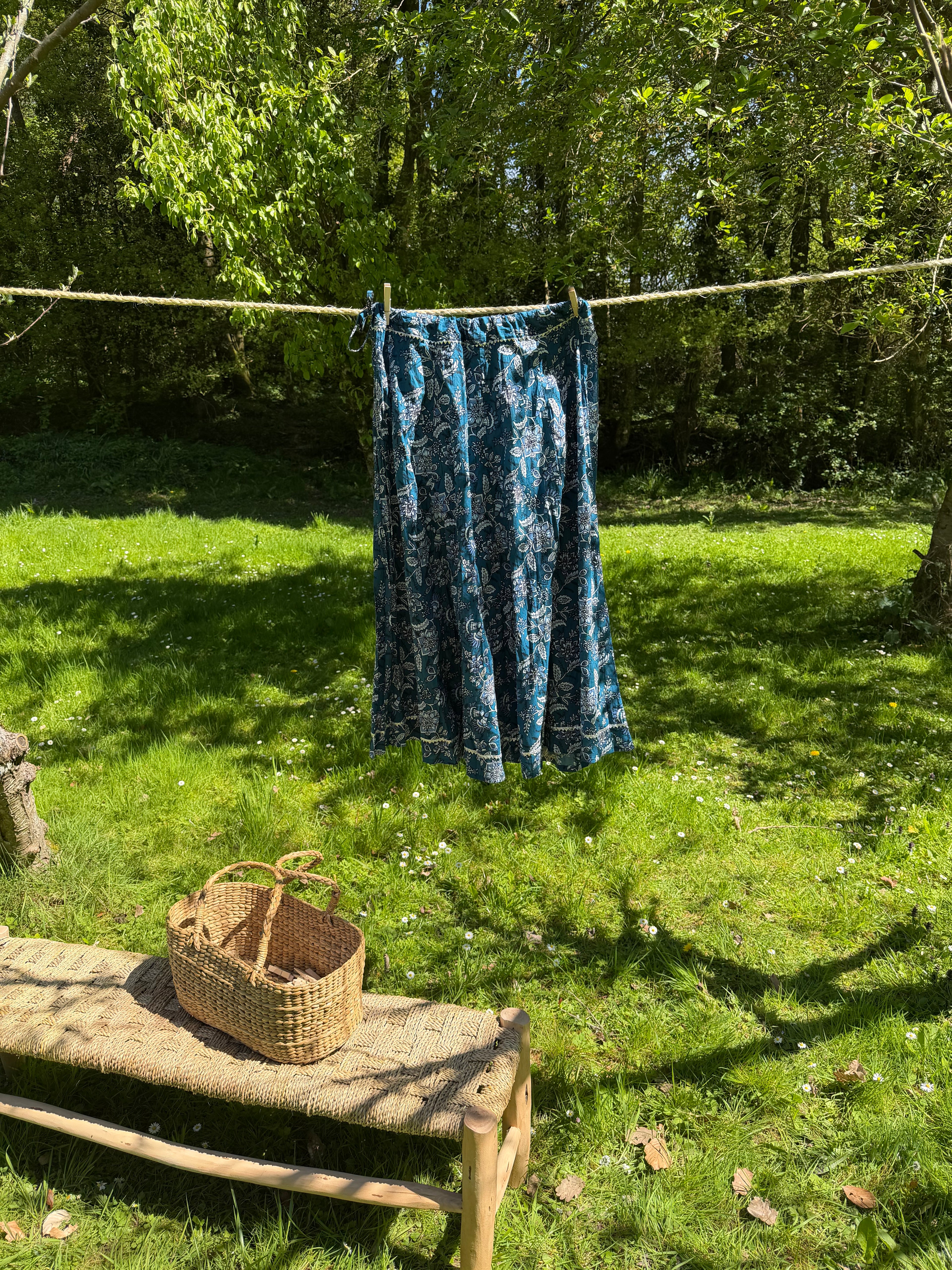 Blue Floral Long Skirt