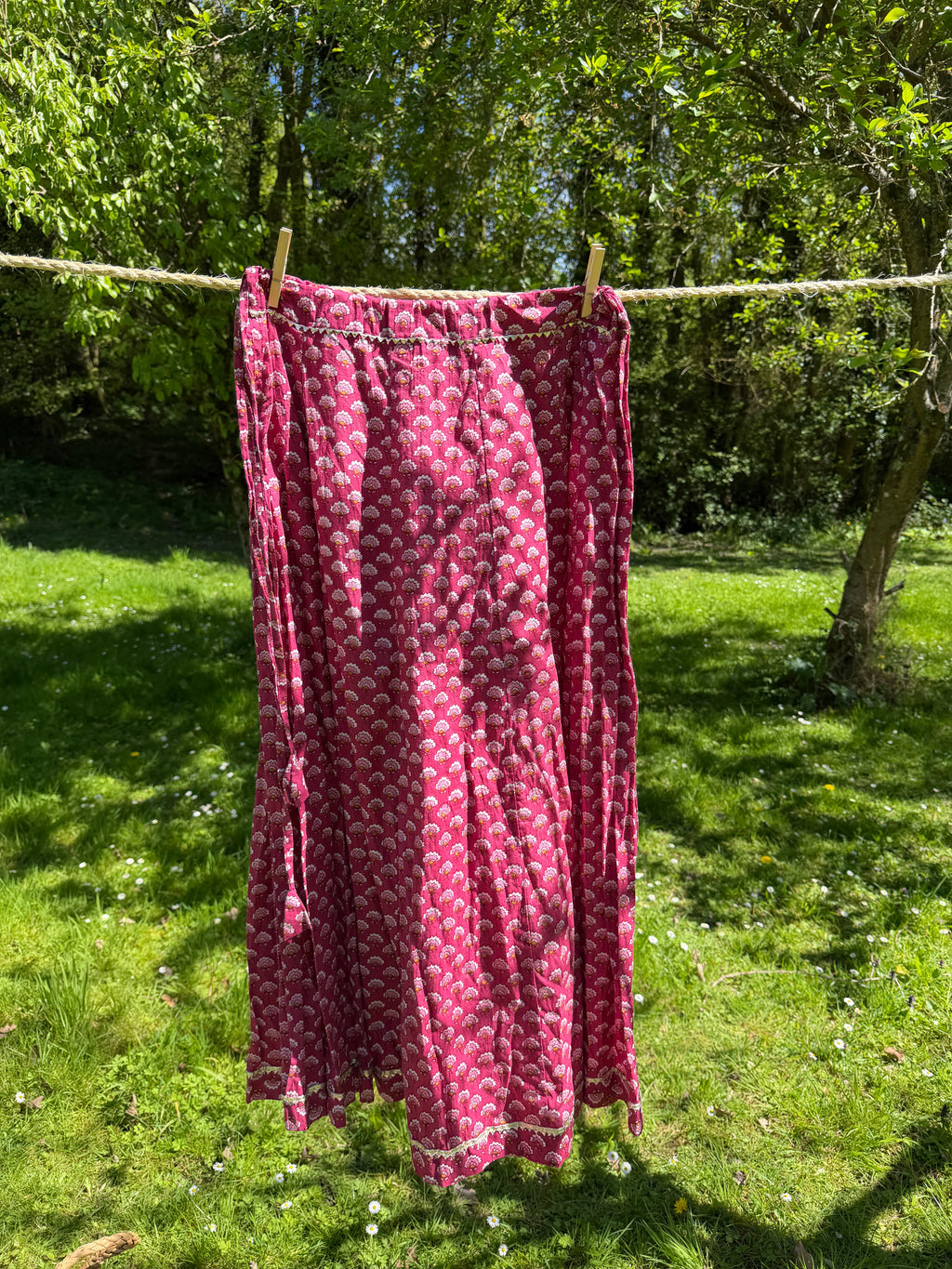 Pink Floral Long Skirt